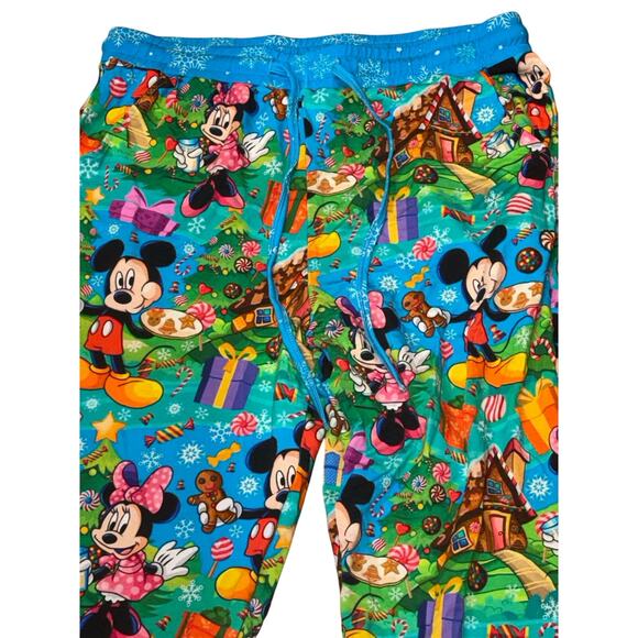 NWT Bad & Bamboojee Disney Christmas Joggers Mickey Minnie Gingerbread Sz. Small - Picture 7 of 11